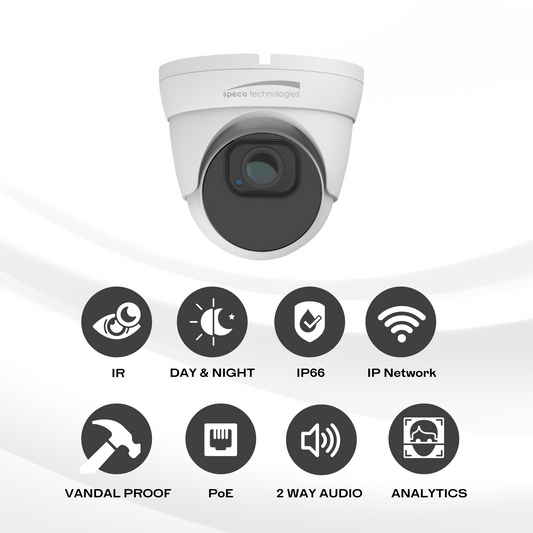 Speco O8T1MG 8MP 4K IP Turret Camera with Advanced Analytics