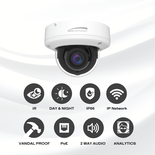 Speco O5D1MG 5MP IP Vandal Dome Camera with Advanced Analytics, NDAA Compliant